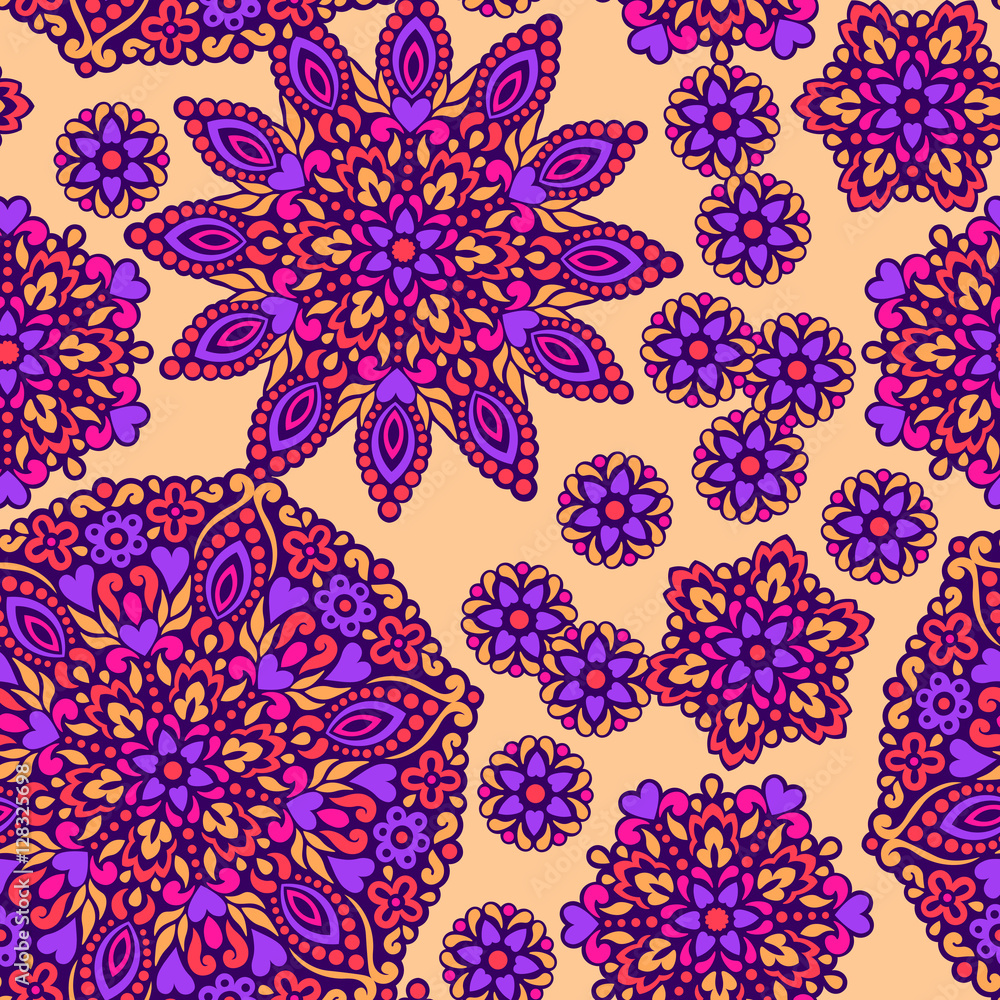 Poster seamless background with abstract ethnic pattern.