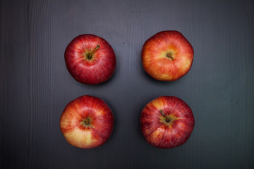 apple on a wooden background. Top view.
