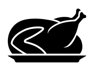 Thanksgiving turkey dinner on a plate flat icon for apps and websites