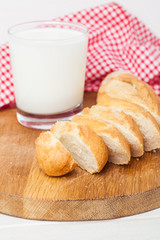 A glass of milk. Delicious. Bakery products. Food. Healthy diet.