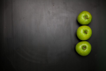 apple on a wooden background. Top view.