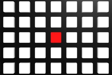 BLOCK CHAIN with red link on box background 3D illustration