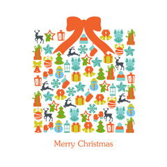 Stock vector illustration of christmas giftbox set