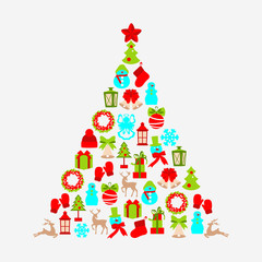 Stock vector illustration tree of winter and Christmas elements