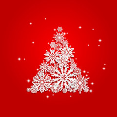 Christmas and New Years red background with Tree