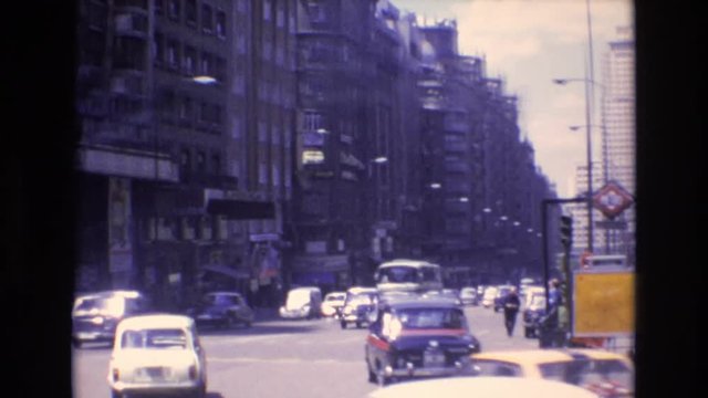 1969: A Busy European City Street With A Lot Of Cars And Traffic SPAIN