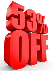 Discount 53 percent off. 3D illustration on white background.