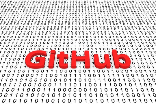 GitHub in the form of binary code, 3D illustration