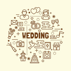 wedding minimal thin line icons set