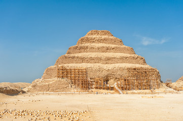 Step pyramid at Saqqara , Egypt