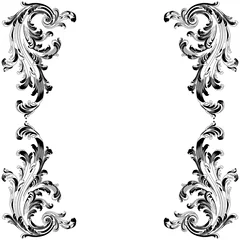 Deurstickers Vintage border frame engraving with retro ornament pattern in antique baroque style decorative design. Vector. © mirskaya