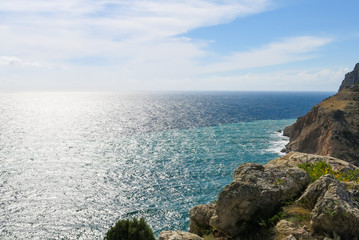Sea views from the cliffs on a sunny day