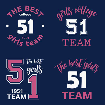 The best girls team college logo 51 isolated vector set