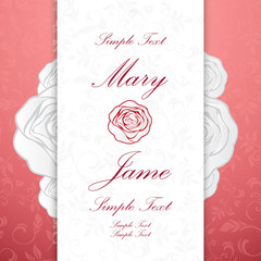 Wedding invitation card. Vintage ornate card. Abstract rose flor