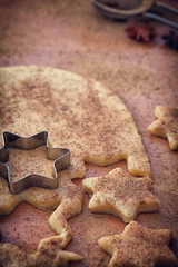 Preparation gingerbread cookie with cinnamon for Christmas
