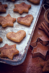 Preparation gingerbread cookie with cinnamon for Christmas
