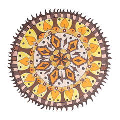 Colorful oriental decorative hand drawn mandala pattern isolated on white