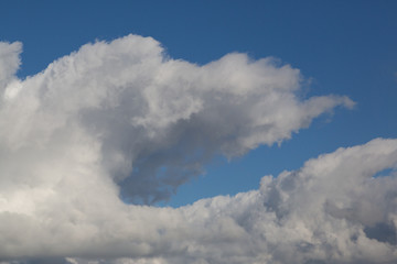 White cumulus cloud in blue sky