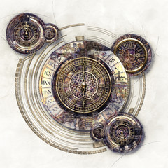 Fototapeta na wymiar Time Disks, 3D illustration