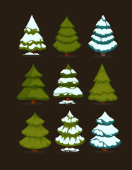 Christmas tree Set of christmas green trees.