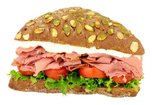 Pastrami Meat And Pumpernickel Bread Sandwich