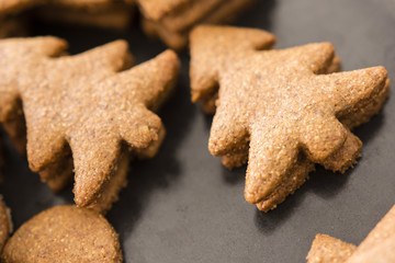 Baked gingerbread trees.