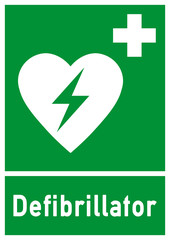 nrs7 NewRescueSign nrs - ks148 Kombi-Schild - Defibrillator - Rettungszeichen grün - DIN A1 A2 A3 A4 Poster XXL - g4783 - obrazy, fototapety, plakaty