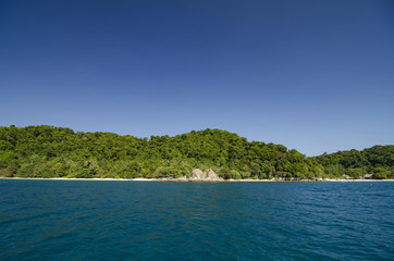 scenic sea view of the Kapas Island at Terengganu, Malaysia. Cle