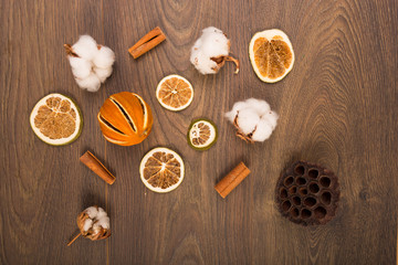 Christmas wreath on a wooden background