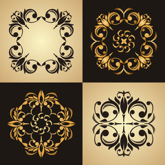Vector set of vintage vignettes in Victorian style. Ornate element for design. Ornamental patterns for wedding invitations, birthday and greeting cards.