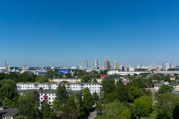 Fototapeta na wymiar Summer Minsk cityscape under blue sky