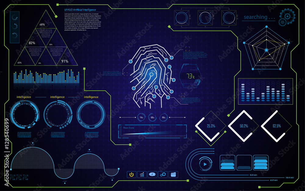 Poster abstract security concept hud ui interface design template background