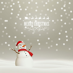 Vector Illustration of a Christmas Holiday Design with a Snowman