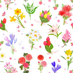 finely seamless texture with  different bouquet of lovely flower