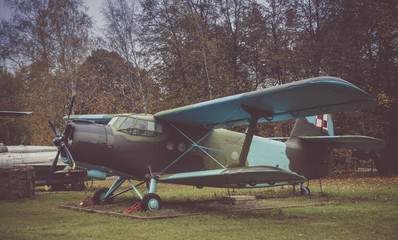 Vintage biplane in the park.