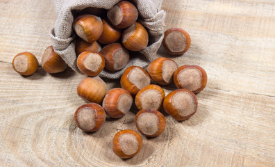 Hazelnuts close up.