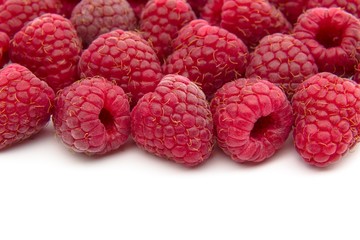 Raspberries isolated on white background