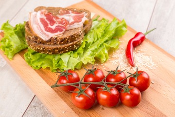 Healthy breakfast on wooden table