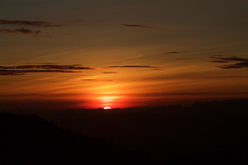 Naklejka premium the rising sun in the tengger national park