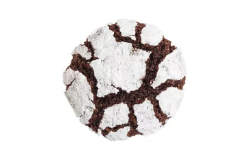 Foto op Plexiglas Homemade chocolate crinkle cookie powdered sugar © mark_ka
