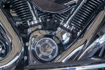 Motorbike Harley detail chromed plated iron metal