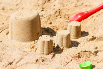 Cakes in the sandbox, close-up