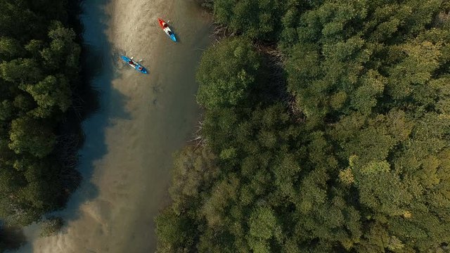 cayaking in mangrove forest payam island ranong southern thailand