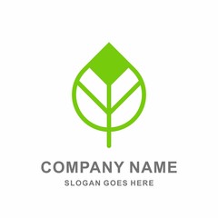Simple Organic Green Leaf Nature Farm Vegetables Agriculture Business Company Stock Vector Logo Design Template 