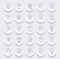 25 business, commerce, shopping, finance line icons for web and apps, vector illustration