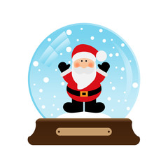 Vector illustration of a snow globe with Santa Claus