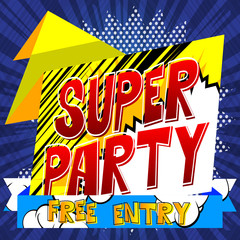Vector Party banner with comic book theme.