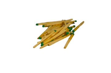 Heap of matches isolated on white background