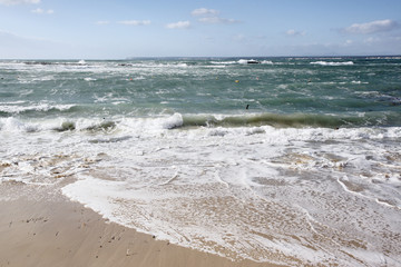 Fototapeta na wymiar Mediterranean seascape on the sandy coast of Majorca