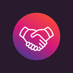 handshake line icon, deal, partnership vector sign